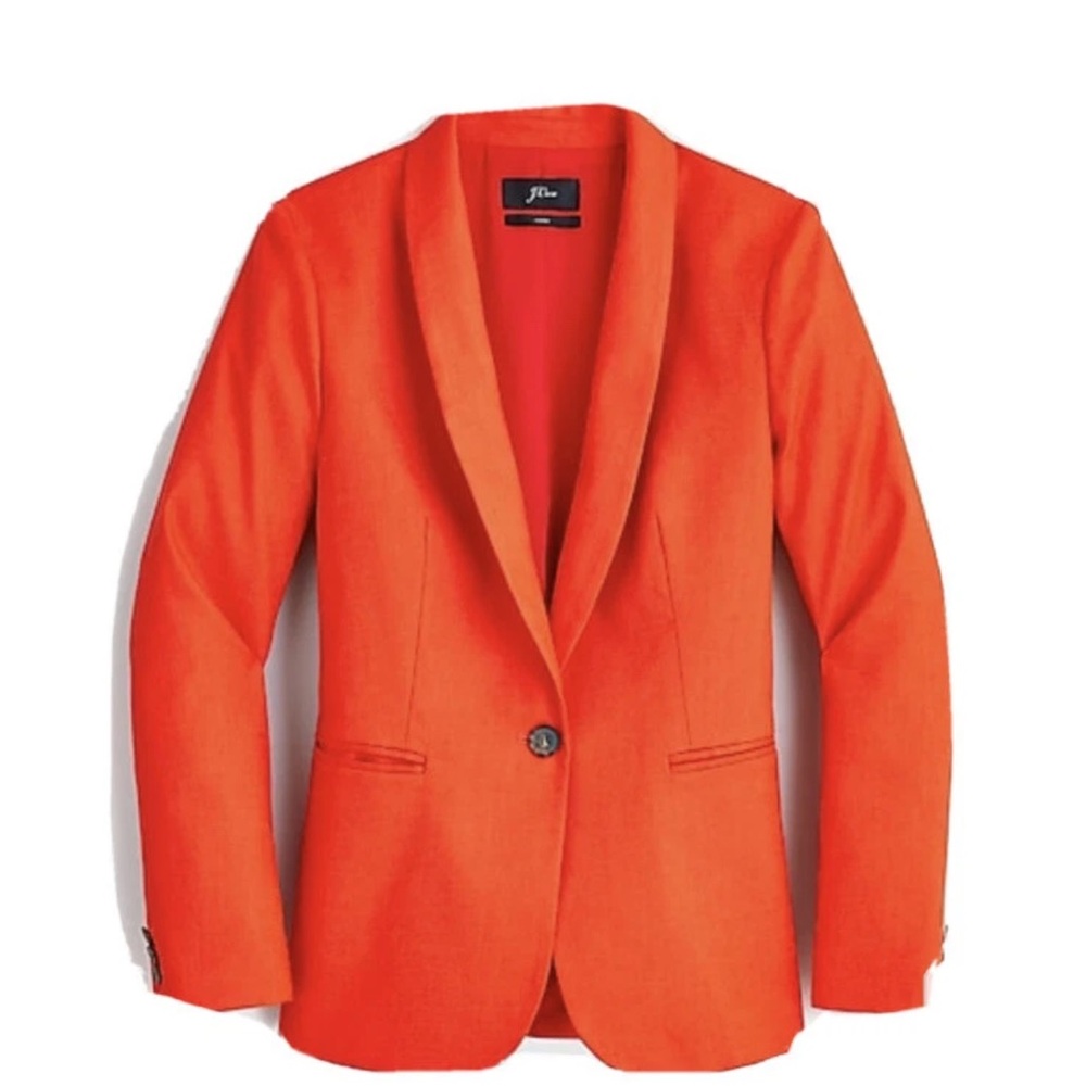 J. Crew Parke Blazer Stretch Linen Fitted Suit Jacket Orange Brilliant Sunset 2